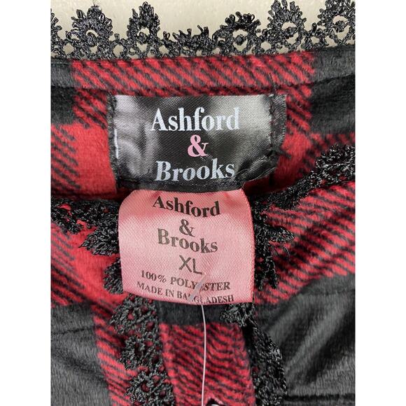 NWT Ashford Brooks MINK FLEECE Red Black Buffalo Plaid Nightgown Size XL SOFT - Picture 4 of 5